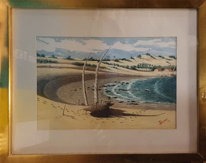 BARBOSA JS (XIX-XXth)
Beach, 1965
Watercolor...