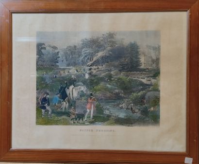 null Lot of 2 framed pieces:
Battue Shooting, An engraving 
 Sight 61 x 77 cm
freckles
JODELET,...