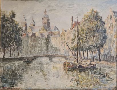 null LAVAL Fernand (1886-1966)
Amsterdam, 1928
Huile sur toile signée, située et...