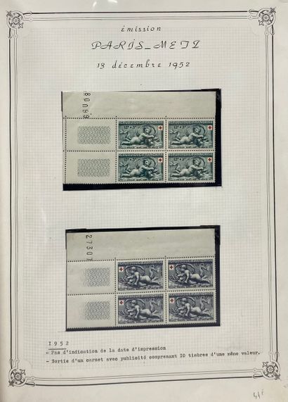 null CROIX ROUGE
1950, 1951 et 1952 en bloc de 4 ; carnets et divers. 