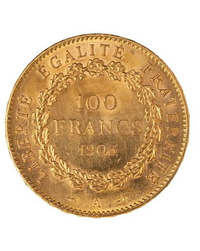IIIE REPUBLIQUE
100 francs en or type Génie
1906...