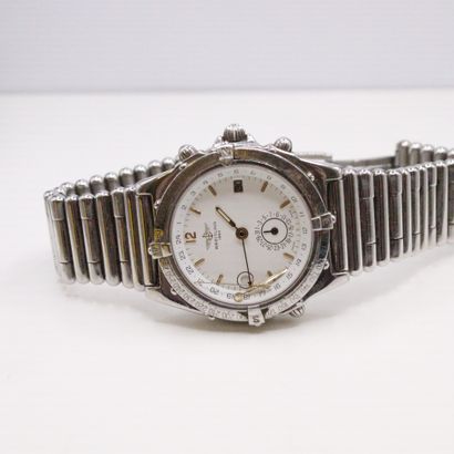 null BREITLING 
Ref A 15507 
Circa 1994
N° 13919
Men's steel duograph wristwatch,...