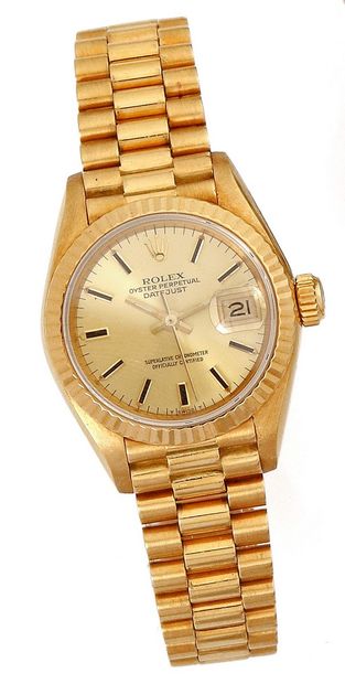 null ROLEX Date-Just 
Ref 69178 
Circa 1986
No. 8311770
18k (750) gold ladies' wristwatch,...