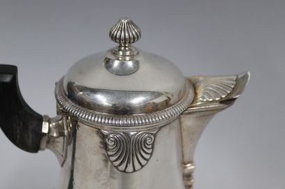 null Coffee pot and teapot in silver (950) of baluster form posing on a pedestal,...