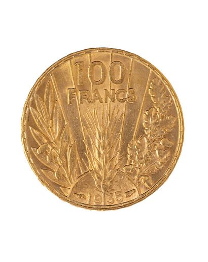 null IIIE REPUBLIQUE
100 Francs in gold 1935 "BAZOR
THE FRANC : 554/6
TTB to Sup...