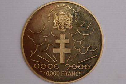 null TCHAD
10.000 Francs frappe en or gravée par Simon à l'éffigie du Général de...