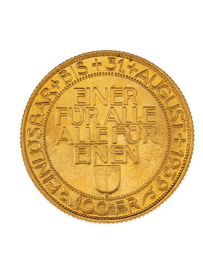 null SUISSE
100 Francs en or 1939 Fêtes du Tir à Lucerne
Poids : 17,45 g.
FR : 506
Superbe...