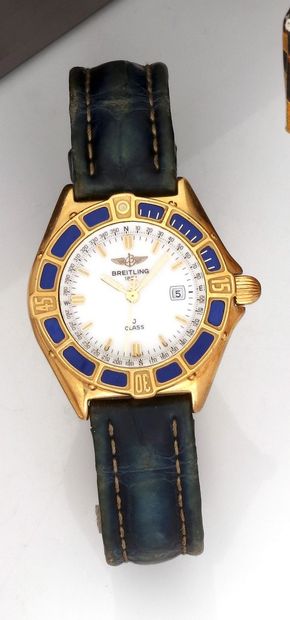 null BREITLING J CLASS 
Circa 1990
NO. K 52063
Ladies' wristwatch in 18k (750) yellow...
