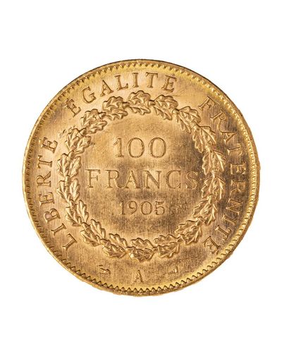 IIIE REPUBLIQUE
100 francs in gold type Genie
1905...