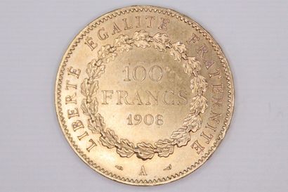 null IIIE REPUBLIQUE
100 francs en or type Génie
1908 A 
LE FRANC : 553/2
TTB (Petit...