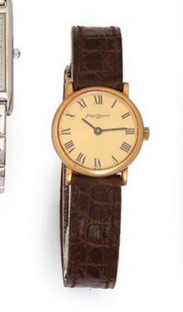 null PAUL LAURIN 
About 1980
N° 75001-10990
Ladies' wristwatch in 18k (750) yellow...