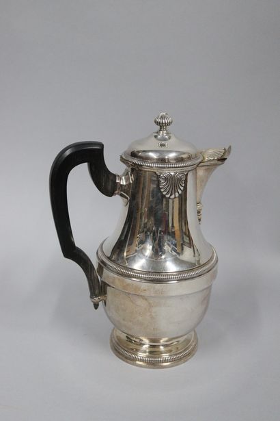 null Coffee pot and teapot in silver (950) of baluster form posing on a pedestal,...