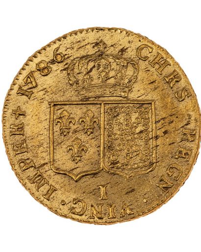 null LOUIS XVI
Double Louis d'or au buste nu 1786 Limoges
DUP : 1706
Légères rayures...