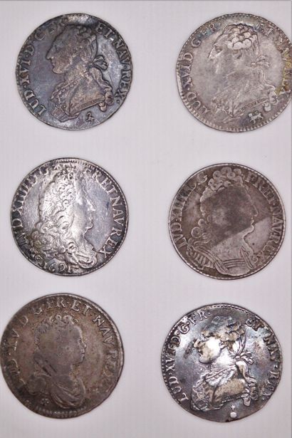 Lot of 6 Royal silver half-coins : 
Louis...