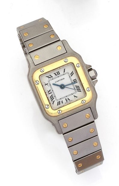 null CARTIER SANTOS 
Around 1990
N° 090261607
Ladies' 18k gold and stainless steel...