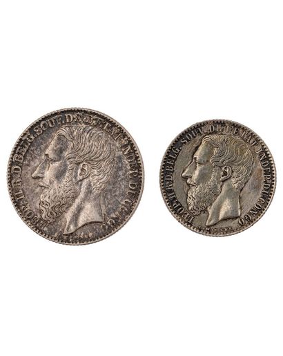 null BELGIAN CONGO - Leopold I
Series of 4 silver coins 1887
5 francs (TTB to Sup);...