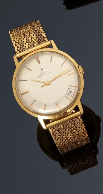 null ZENITH 
Vers 1960
N° 174797
Montre bracelet pour homme en or jaune 18k (750),...