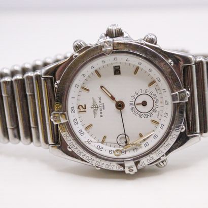 null BREITLING 
Ref A 15507 
Circa 1994
N° 13919
Men's steel duograph wristwatch,...