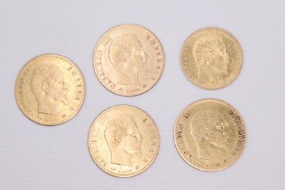 NAPOLEON III
Lot de 5 monnaies de 5 francs...