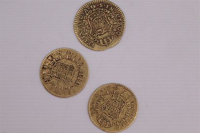null ESPAGNE - Charles III
Lot de 3 pièces d' 1 escudo or 
1784 Seville, 1785 et...