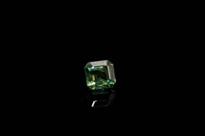 Rectangular green sapphire with cut sides...