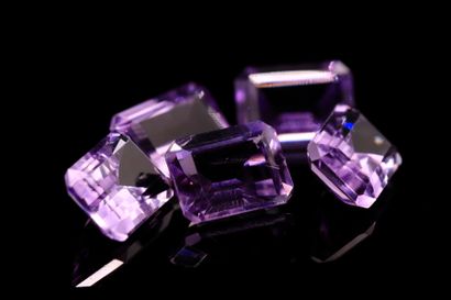 Mixed rectangular amethysts with cut sides...