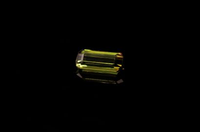 null Rectangular green tourmaline with cut sides on paper. 
VS
Probably unheated.
weight...