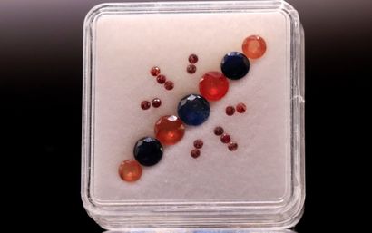 null Mixed multicolored sapphires of various sizes on paper. 
Total weight : 4.08...