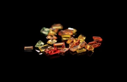 Mixture of multicolored sapphires rectangular...