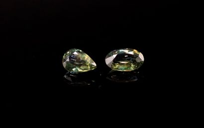 Pairing of green violet sapphires pear and...