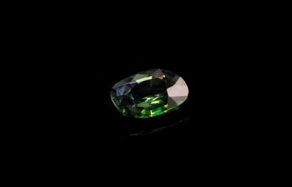 null Green-blue cushion sapphire on paper. 
Weight : 0.75 ct. 

Dimensions : 7mm...