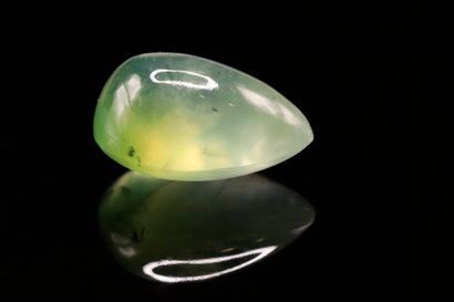 Green prehnite pear cabochon on paper.
Weight...