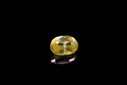 null Oval sphene on paper. 
Weight : 0.95 ct

Dimensions : 7 mm x 5 mm