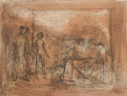 null PASTOR Gilbert (1932-2015)
"The adultery"
Charcoal and color on paper signed...