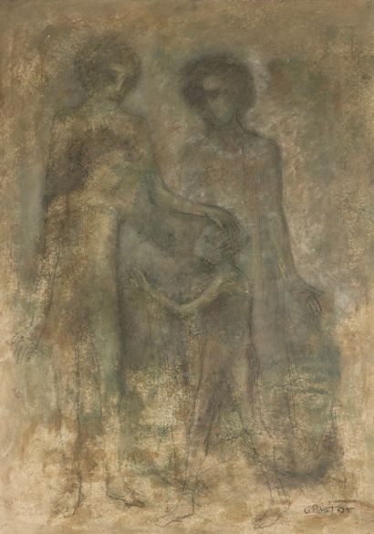 null PASTOR Gilbert (1932-2015)
"Tenderness"
Faded pencil on oiled paper in the lower...
