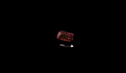 null Sapphire probably Padparadscha rectangular with cut sides. 
Inclusions, planes...