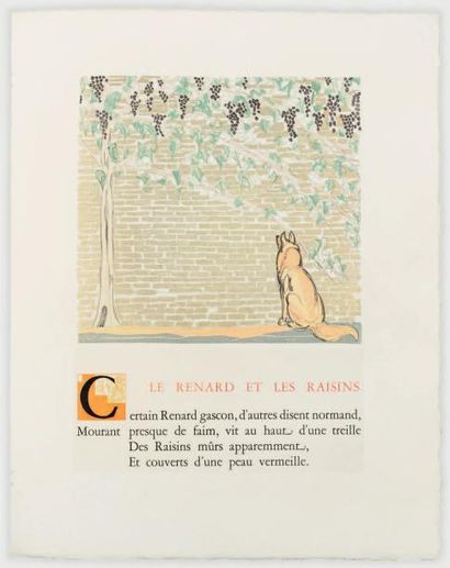 LA FONTAINE (Jean de) Fables. Lausanne, Gonin&Cie, 1929. In-4, en feuilles, couverture...