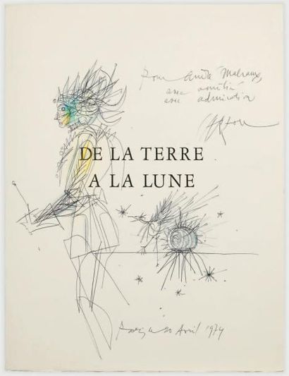 VERNE (Jules) De la Terre à la Lune. Paris, Bièvres, Hachette, Tartas, 1970. Grand...