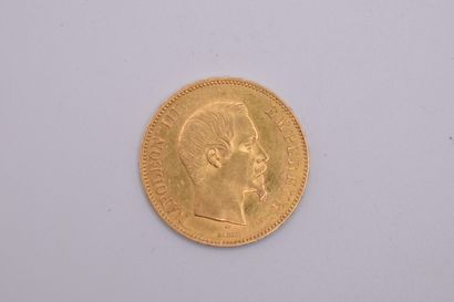 null Gold coin of 100 Francs Napoleon III bare head (1855, A).
Weight : 32.25g.