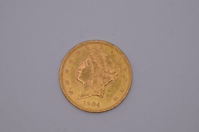 null 20 dollars gold coin "Liberty head" (1904).
Weight 33.40g.