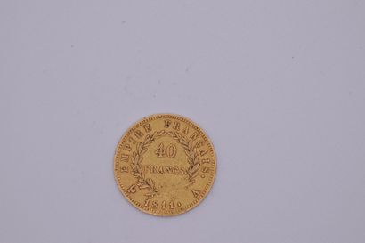null Gold coin of 40 Francs Napoleon I Laurée, (1811, Paris).
Weight : 12,88 g. 
VG...