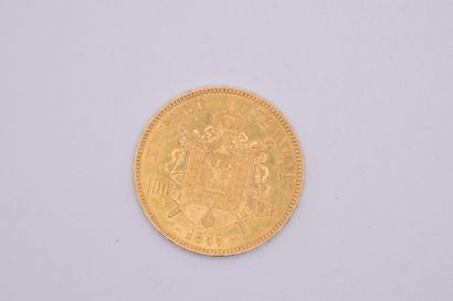 null Gold coin of 100 Francs Napoleon III bare head (1855, A).
Weight : 32.25g.