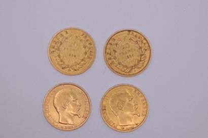 null Four gold coins of 20 francs Napoleon III bare head.
(1852; 1854; 1858; 1859...