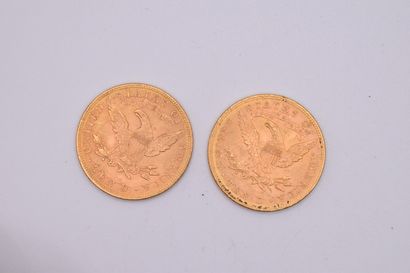 null Lot of 2 gold coins of 10 Dollars Coronet Head - Eagle (1893).
Weight : 33....