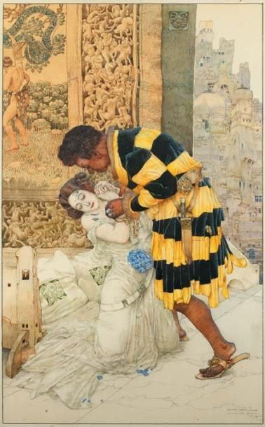 MOSSA Gustave Adolphe, 1883 -1971 Othello et Desdemone, Acte III, 1911 Aquarelle...