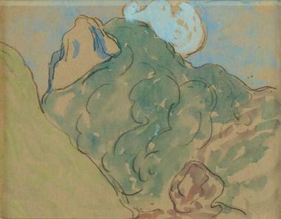 VALTAT Louis, 1859 -1962 Montagnes et nuages, étude Aquarelle gouachée sur papier...
