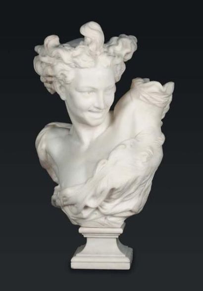 CARPEAUX Jean-Baptiste, d'après Génie de la Danse Buste en marbre blanc (traces de...