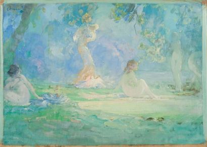 CHMAROFF Paul, 1874 -1950 Le bain de soleil Huile sur toile (très fines craquelures),...