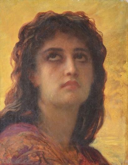 ÉCOLE SYMBOLISTE, fin XIXe siècle Beauté rêveuse Huile sur toile, non signée, 27...