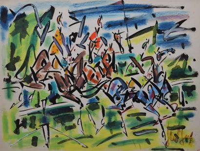 GEN PAUL, 1895 -1975 Les joueurs de polo Encre noire et crayolor (petit accident),...